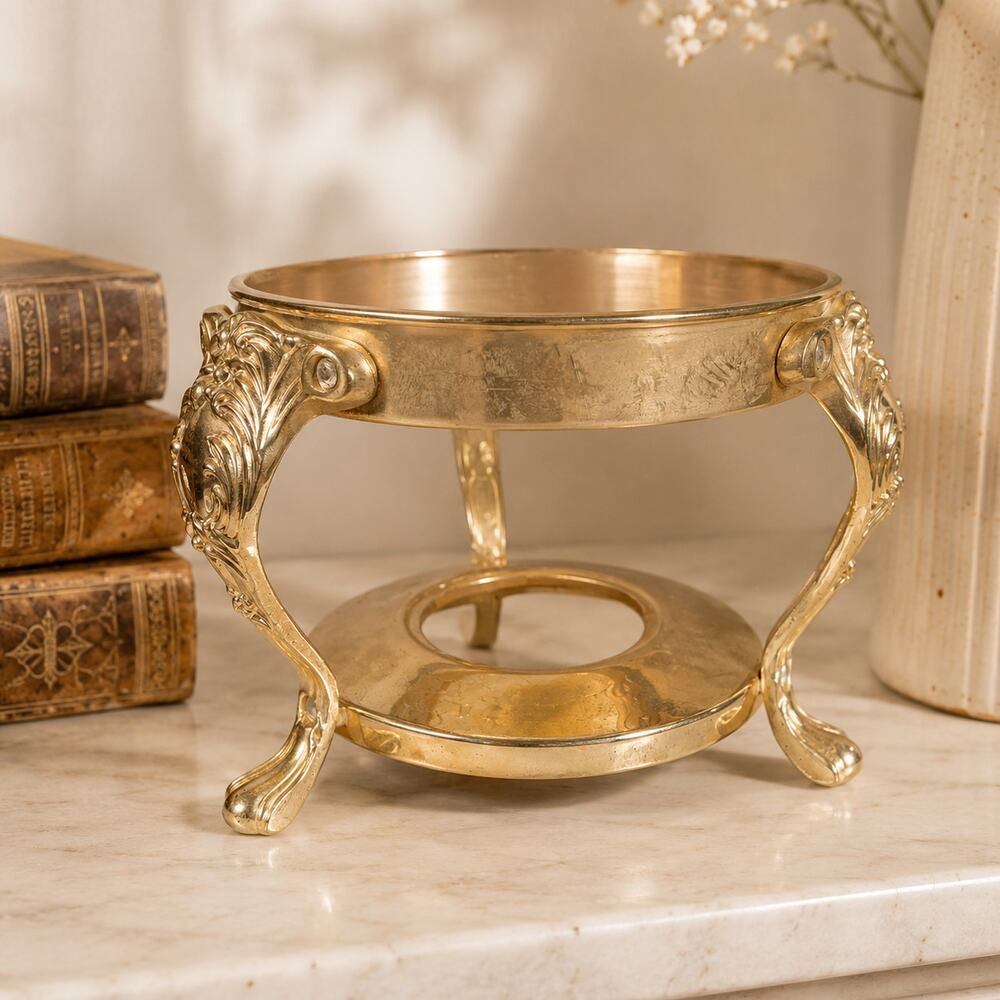 Vintage Silver Plated Plant Stand Cachepot Ring Lion Paw Feet Neoclassic Design